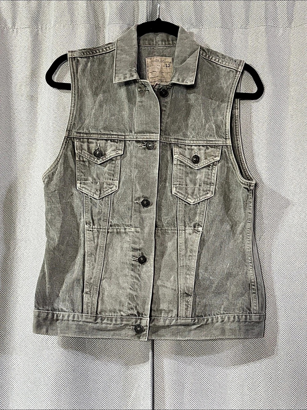 AllSaints Denim Utility Vest Gray Size 12